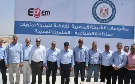 وزير البترول يتفقد أرض مشروعات البتروكيماويات الجديدة بالمنطقة الصناعية بالعلمين