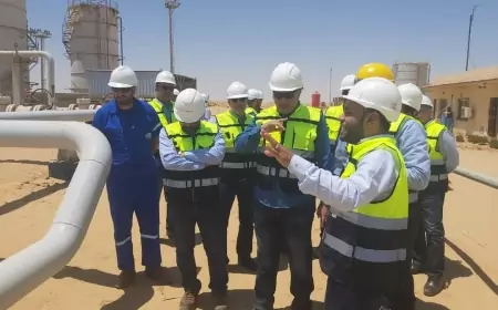 رئيس الإدارة المركزية للإنتاج بوزارة البترول  يتفقد حقول  بتروشهد بالصحراء الغربية