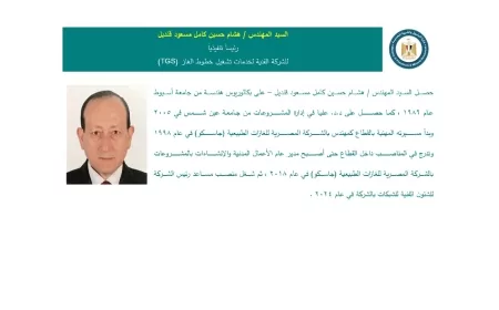 ماذا تعرف عن هشام حسين  رئيس الشركة الفنية لخدمات تشغيل خطوط الغاز (TGS)