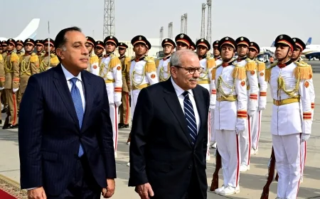 رئيس الوزراء يستقبل نظيره اللبناني بمطار القاهرة الدولي