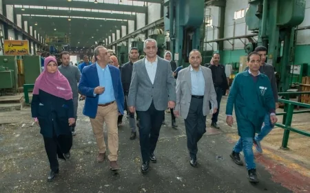 وزير الدولة للإنتاج الحربي يتفقد مصانع حلوان ويكافئ المهندسين والعمال