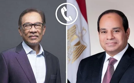 الرئيس السيسي ورئيس وزراء ماليزيا يتبادلان التهاني ويؤكدان دعم الاستقرار الإقليمي