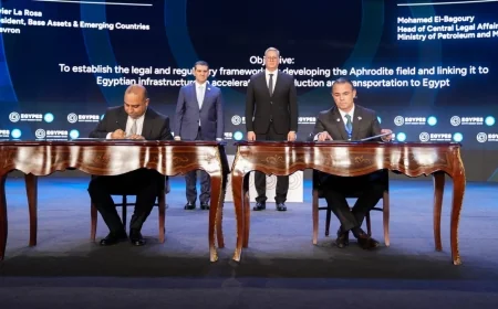 على هامش مؤتمر “إيجبس 2026”.. وزير البترول ونظيره القبرصي يشهدان توقيع اتفاقية هامة  لتسريع ربط حقل “أفروديت” بمصر