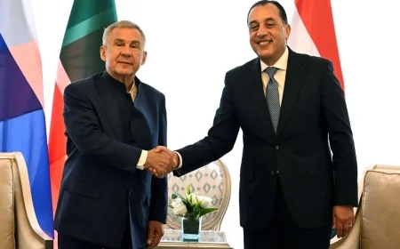 رئيس الوزراء يبحث مع رئيس تتارستان تفعيل المنطقة الصناعية الروسية وتعزيز التعاون الاقتصادي والاستثماري