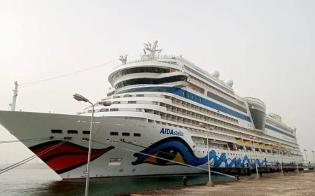 المنطقة الاقتصادية لقناة السويس: ميناء غرب بورسعيد يستقبل السفينة السياحية AIDA STELLA