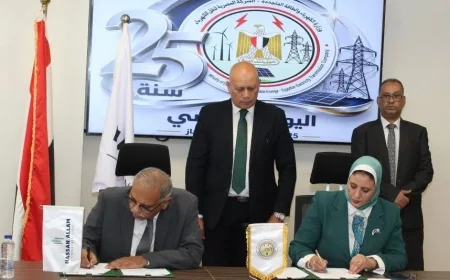 المصرية لنقل الكهرباء توقع عقد إنشاء محطة محولات ميناء دمياط لدعم الشبكة القومية ورفع كفاءة التغذية