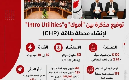 أموك توقع مذكرة مع Intro Utilities لإنشاء محطة توليد مشترك للطاقة باستثمارات تصل إلى 50 مليون دولار