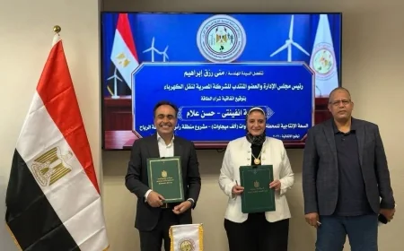 محطة رياح رأس شقير.. «المصرية لنقل الكهرباء» توقع اتفاقية شراء الطاقة لمشروع بقدرة 1000 ميجاوات