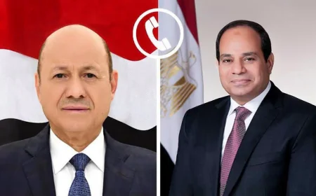 الرئيس السيسي ورشاد العليمي يبحثان مستجدات الأوضاع في اليمن.. تأكيد دعم مصر لوحدة الدولة